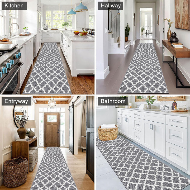 Washable Non Slip Soft Kitchen Runner Rug, Gray, Runner 2' x 10'