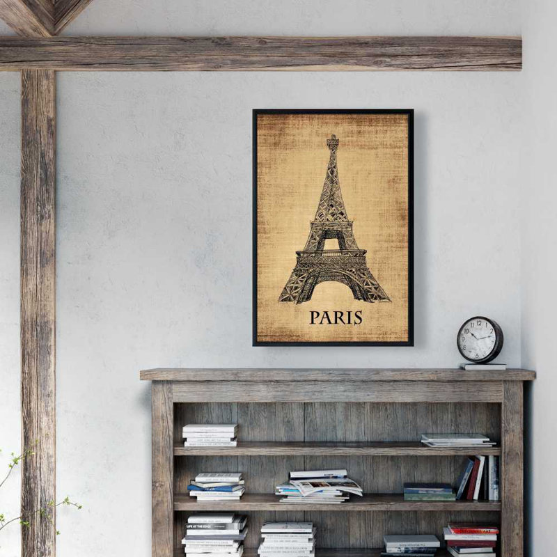 Toile encadrée avec illustration de la Tour Eiffel | Décoration murale de chambre à coucher
