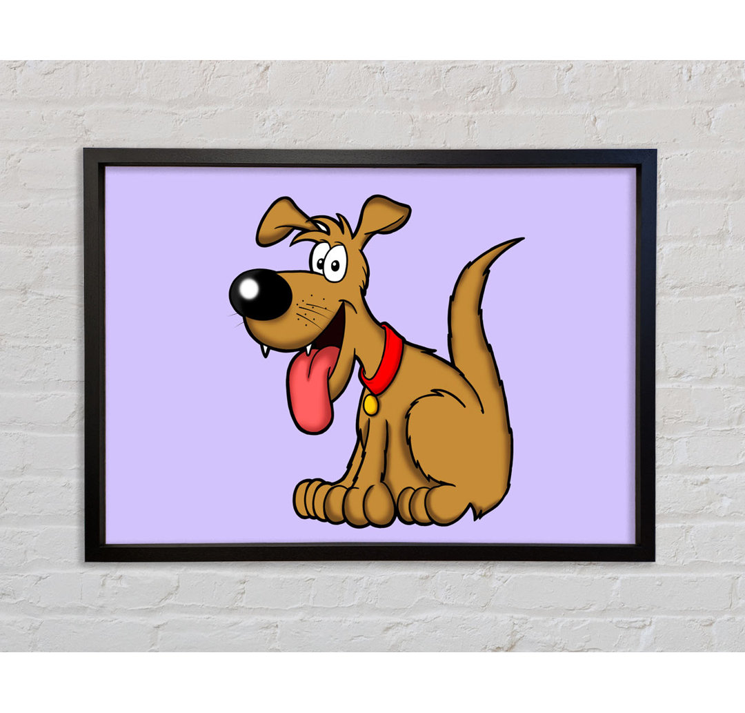 Happy Dog Cartoon With Tongue Out Lilac - Einzelbildrahmen Kunstdrucke auf Leinwand