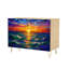 Buffet Buffet avec rangement Vitrail vibrant imprimé océan coucher de soleil vagues colorées ciel avec 2 portes pour le salon et la cuisine