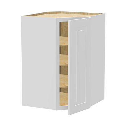Gallery Express Briar Plywood Assembled 27 in W X 15 in D X 36 in H Corner Diagonal Kitchen Cabinet Left in White