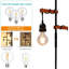 Lampe sur pied rétro à 3 lumières à intensité variable de 68 po - Poteau industriel en bois et métal pour le salon