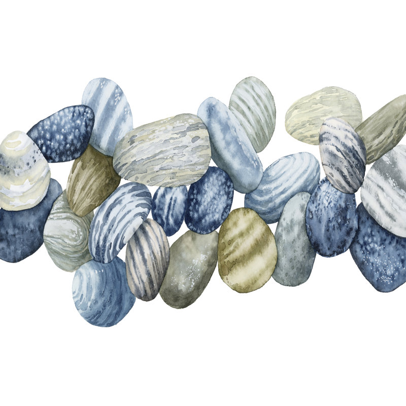 «Found Pebbles III» par Grace Popp - peinture sur toile tendue, H 12 po x l 18 po