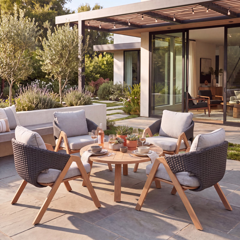 Outdoor Dining Armchair with Cushions