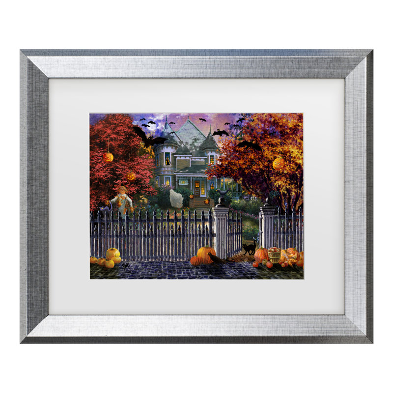 Nicky Boehme, «Halloween House», art encadré mat, Argent, H 19,5 po x l 23,5 po x P 0,75 po