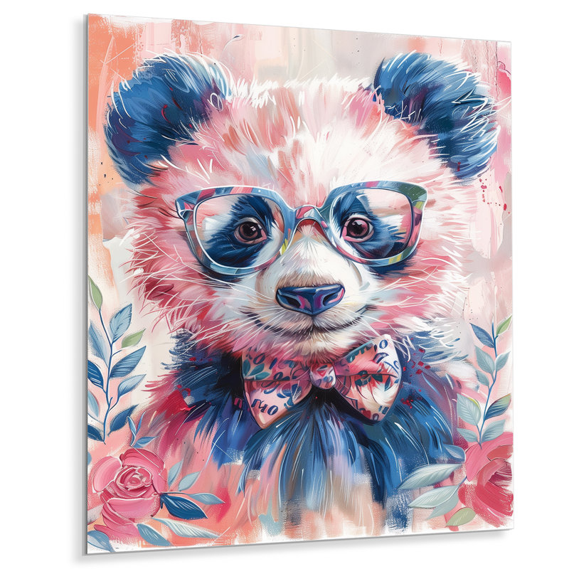 Curieux rose panda noir, portrait II, H 24 po x l 32 po, Sans cadre