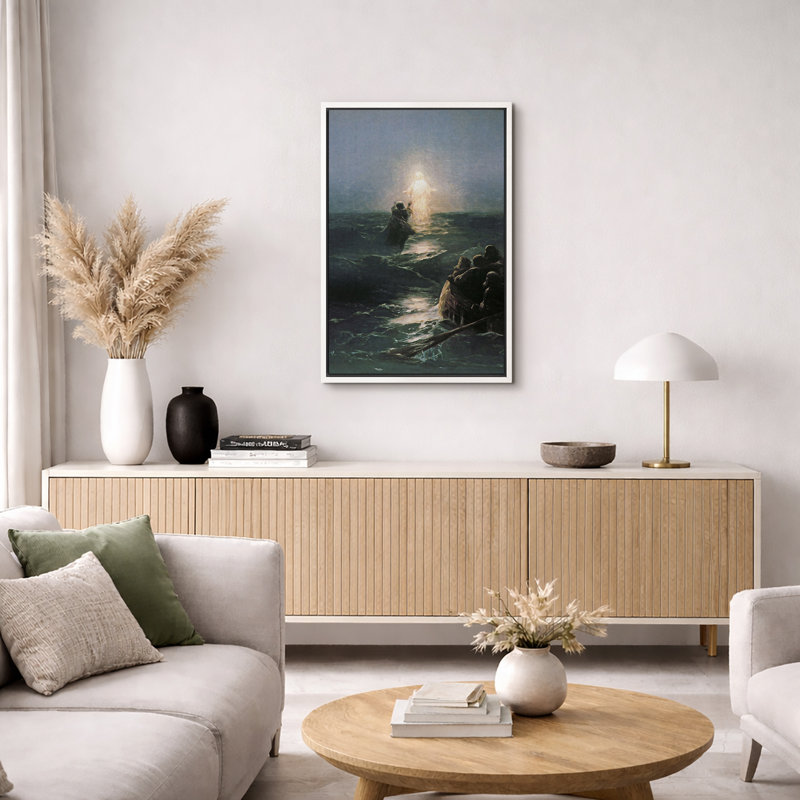 Marcher sur l'eau, œuvre d'art miracle, images bibliques de miracle de la mer, impression sur toile encadrée