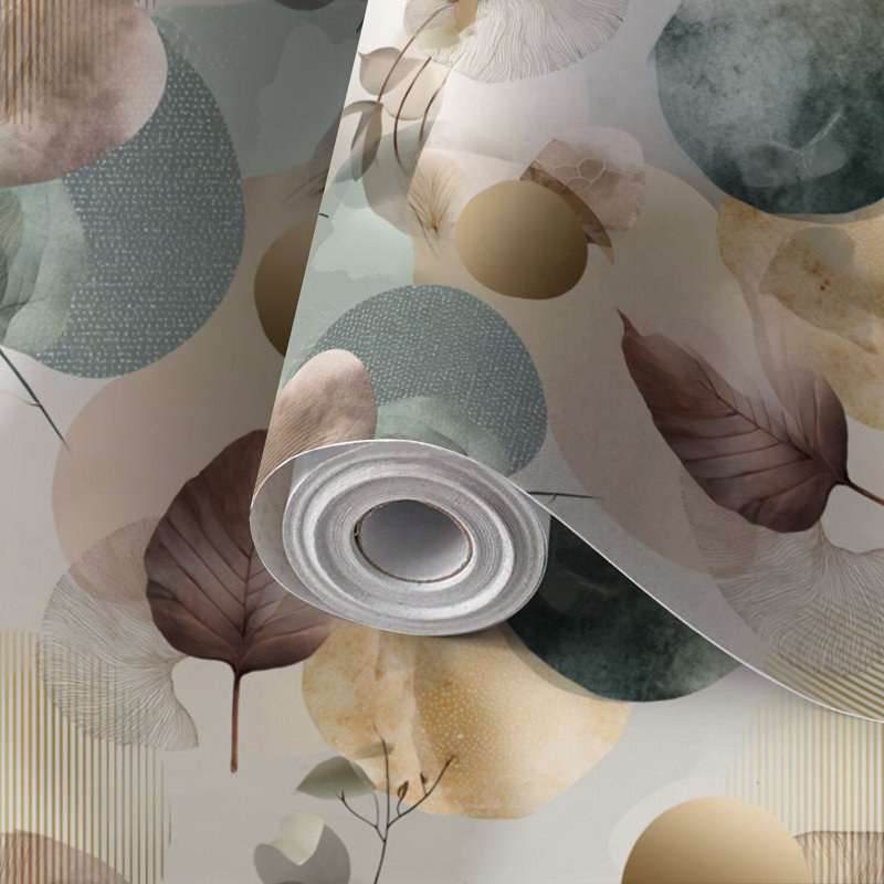 Papier peint adhésif à motif de feuilles de papier peint scandinave de style campagne pour intérieurs élégants, auto-adhésif et amovible 24 po x 118 po (60 x 300 cm)