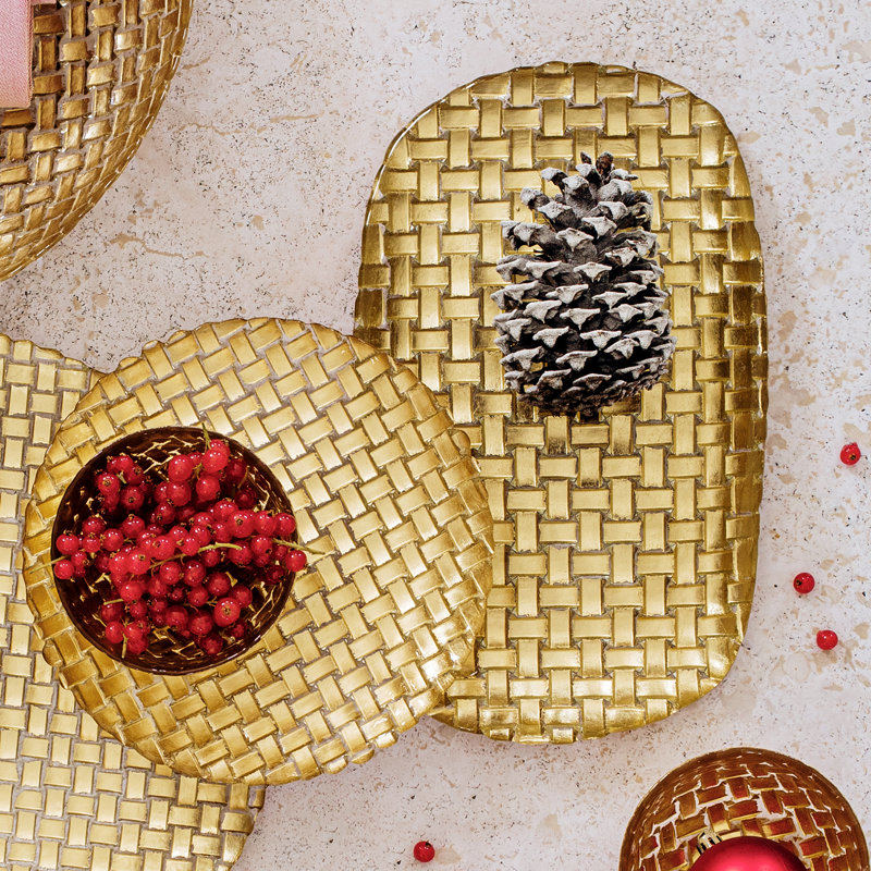 Rufolo Glass Basketweave Rectangular Tray