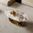 Modern Oval Cofee Table, Glossy Faux Mable Table-top, Stainless Steel Legs for Living Room-931586882-931586880