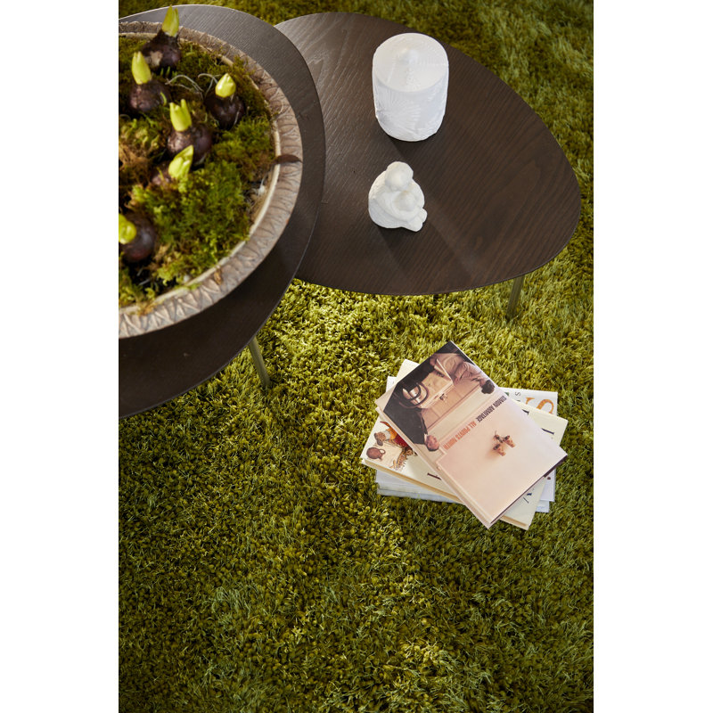 Coopers Olive Green Shaggy Rug, Circle 133cm