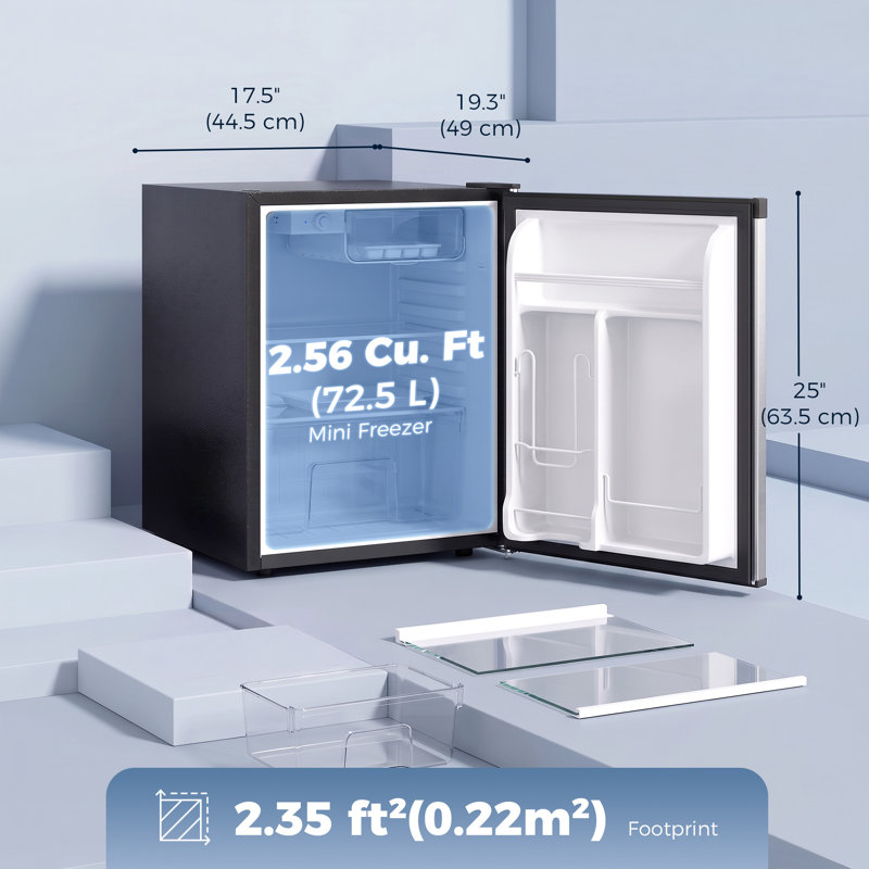 Mini-frigo de 2,6 pi³ avec compartiment réfrigéré et porte réversible, blanc, White