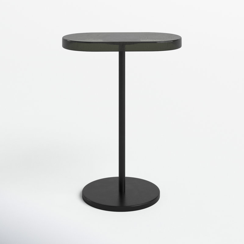 Finbar Black Metal and Glass Round End Table