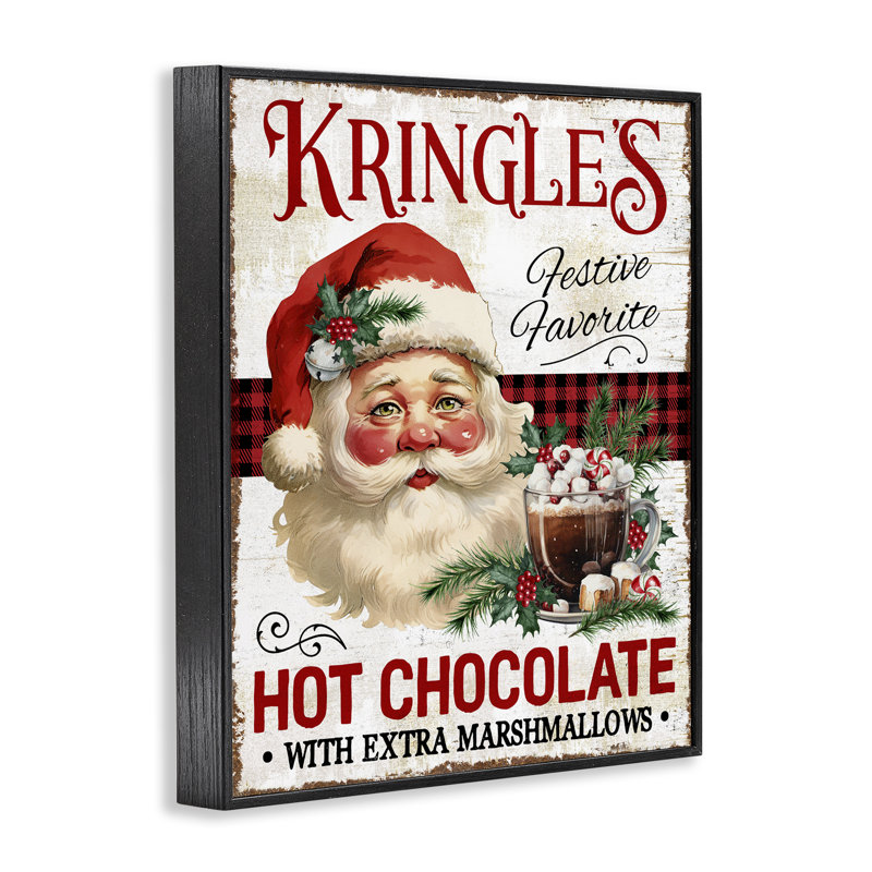 Art giclée au chocolat chaud de Kringle par Creatif Belle, Giclée encadrée noir minuit, H 14 po x l 11 po