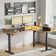 Meachie 63" Adjustable L Shaped Computer Standing Desk with 3 Drawers & Power Outlets & LED Lights