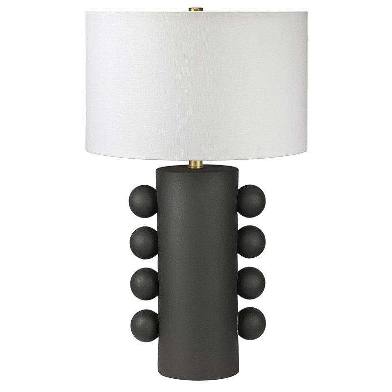 Izzey 26.75" H Sculptural Orb Ceramic Table Lamp with Drum Shade, Black