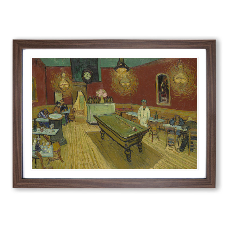 The Night Cafe Vol.2 by Vincent Van Gogh - Picture Frame Painting, 27cm H x 36cm W x 2cm D, Walnut Framed