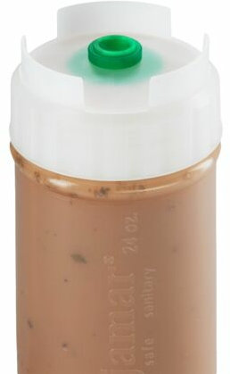 EZ Kleen Plastic Sauce Bottle With Small Valve For Thin Sauces and Vinaigrettes, 24 Ounces, White