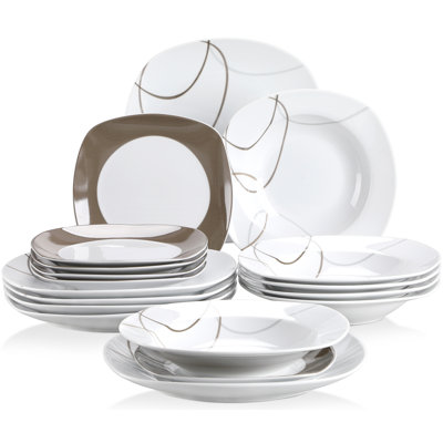 18 Piece Porcelain China Dinnerware Set - Service for 6