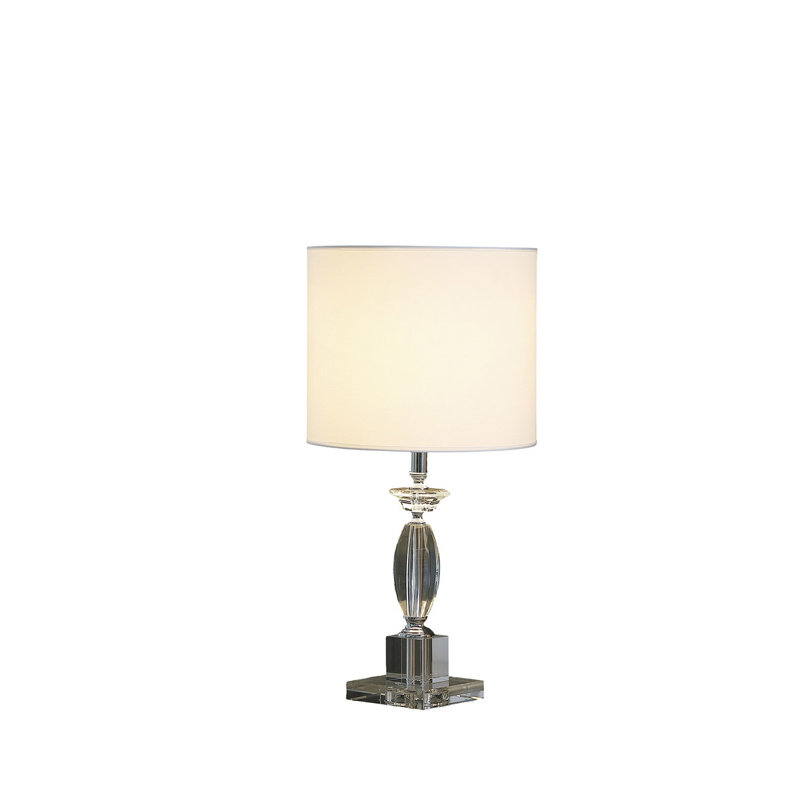 23.25'' Modern Cut Crystal Table Lamp with White Cotton Linen Drum Shade - Elegant Decorative Lighting for Living Room & Bedroom