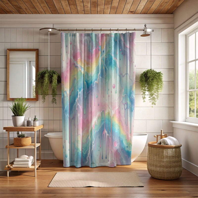 Rideau de douche standard 1 pièce Pastel, H 74 po x l 71 po