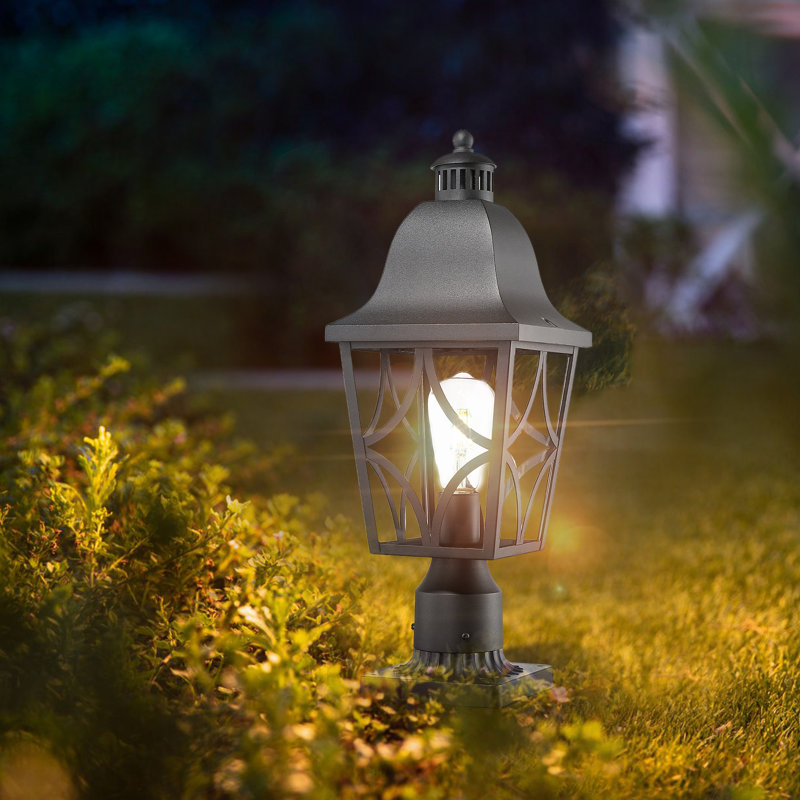Lampadaire d'extérieur - Lampe en aluminium et verre imperméable pour patio, jardin, terrasse, clôture ou sentier (1 paquet)
