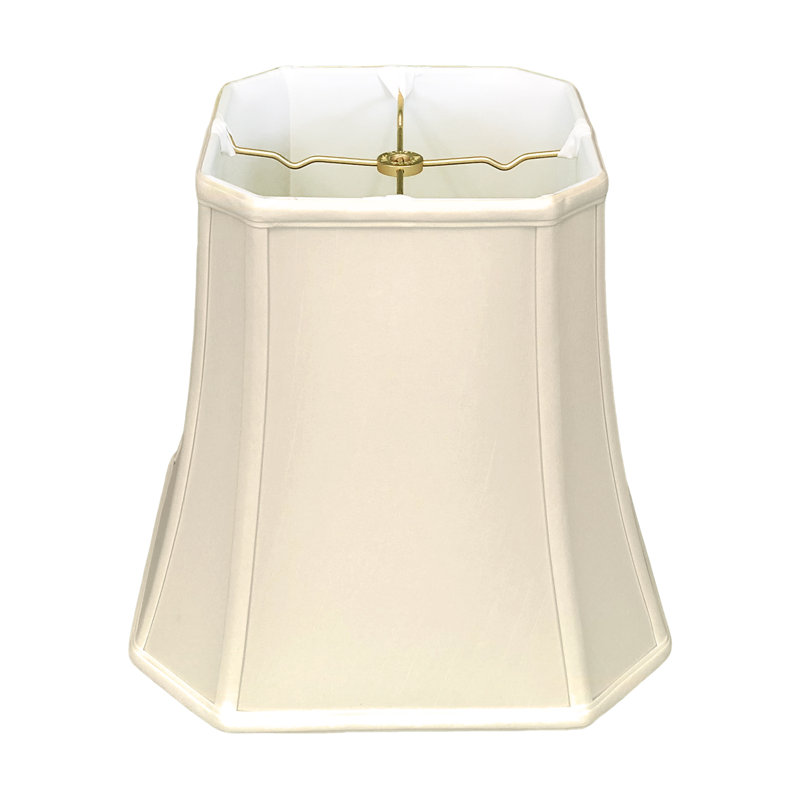 Silk Bell Lamp Shade, Beige/Gold, 15" H x 17" W x 17" D