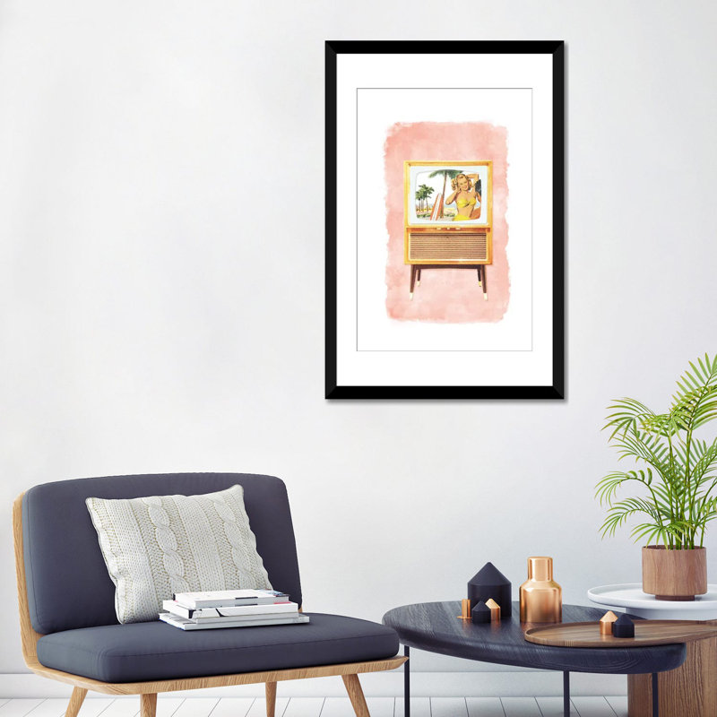 « tv rackable », reproduction d’impression sur toile, Papier d'art encadré noir, H 32 po x l 24 po x P 1 po, Blanc
