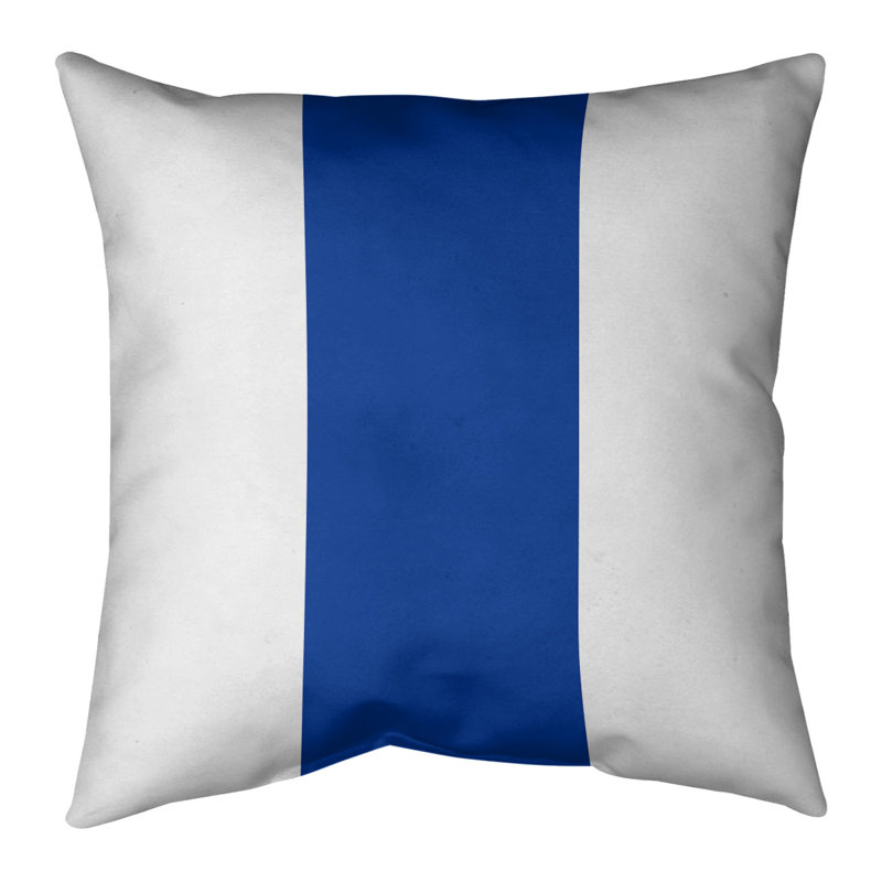 Housse de coussin , 20 po x 20 po, Blanc / Bleu à domicile, Polyester sergé