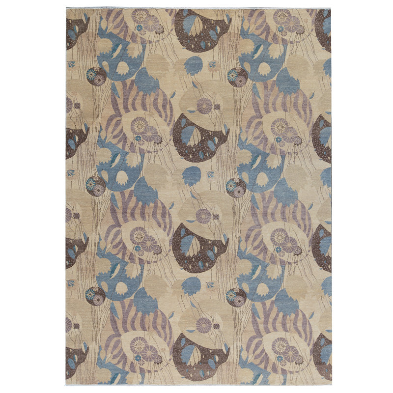 Hand-Knotted High-Quality Ivory and Ivory Area Rug