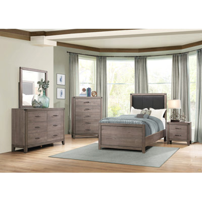 Brownish Gray Finish 1Pc Nightstand Melamine Laminate 2X Drawers Dark Metal Hardware Bed Side Table