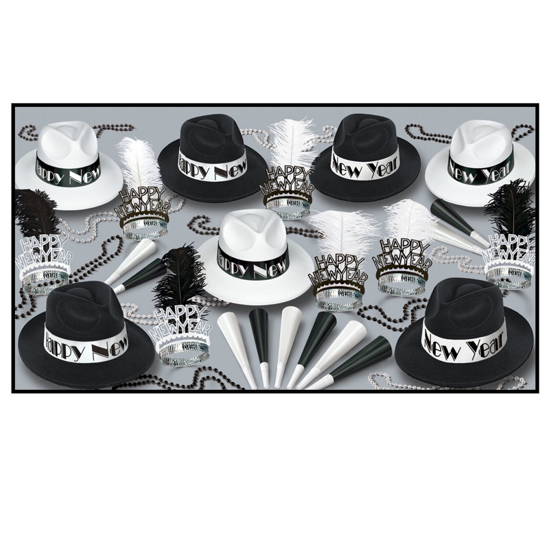 New Year's Party Hat, Black/White