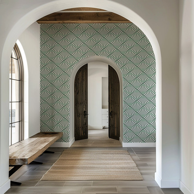 «Fanning Out - Eucalyptus» par Julianne Taylor Style, Eucalyptus, Faux Grasscloth, Non-pasted