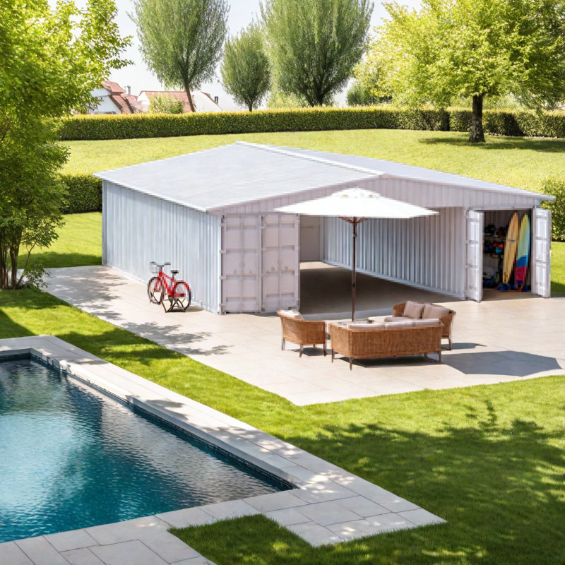 Auvent en acier robuste et cadre de pavillon de jardin pour des espaces de rangement spacieux