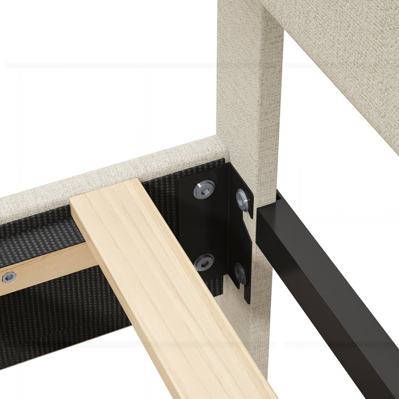 Lit plateforme tapissier avec tête de lit réglable, Grand