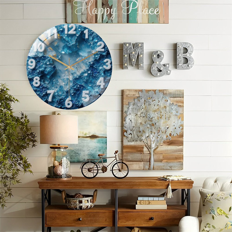 Horloge murale moderne en verre 12 po Icy