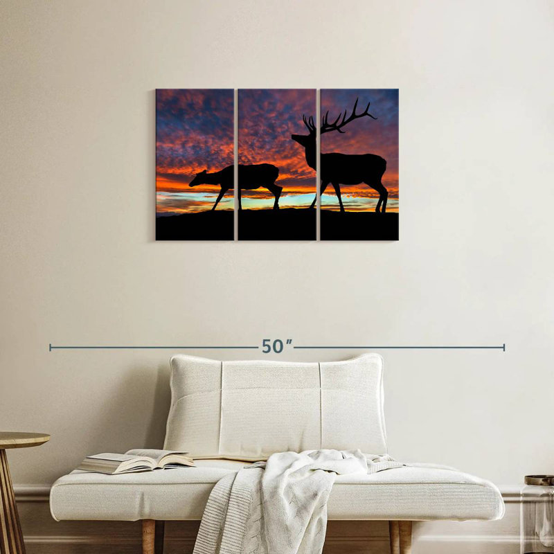 Brampt Elk Sunset Silhouette, 20" H x 33" W