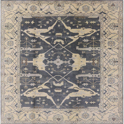 Tapis oriental bleu marine / ivoire