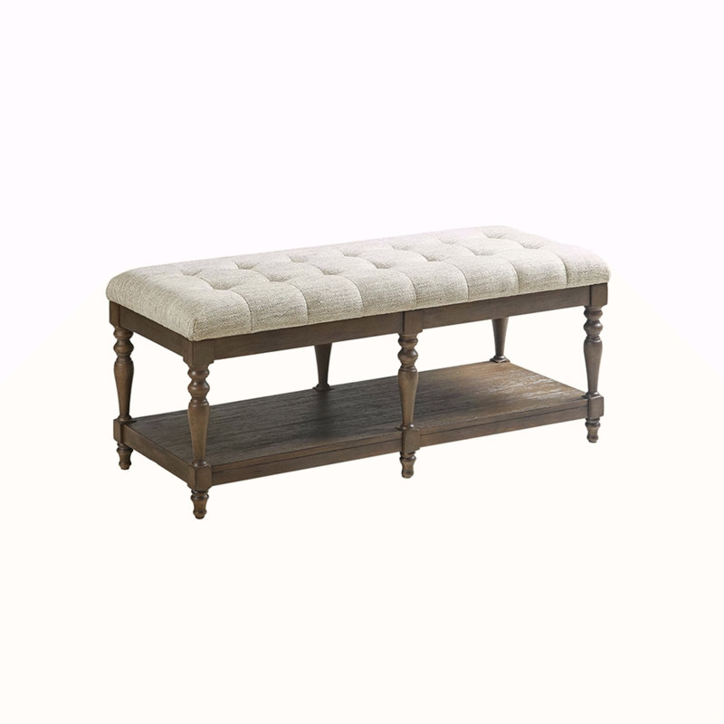 Banc d'appoint capitonné avec tablette