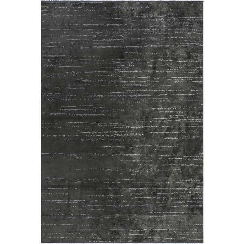 Rapture Abstract Cotton Charcoal Area Rug, Rectangle 7'10" x 9'10"