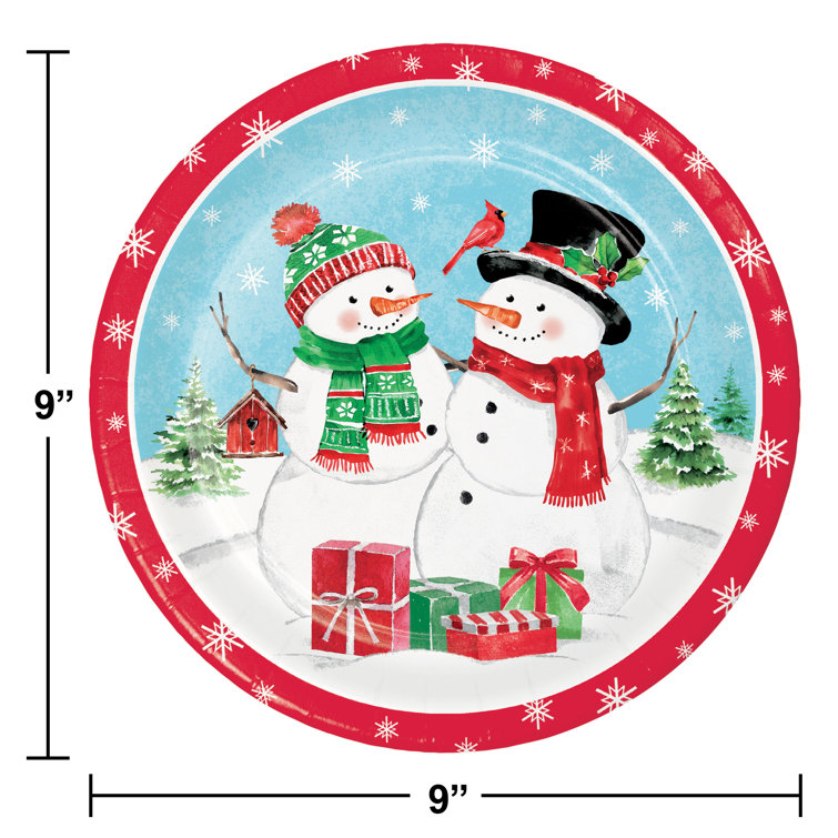 Christmas Party Disposable Tableware Set Santa Claus Snowman Paper