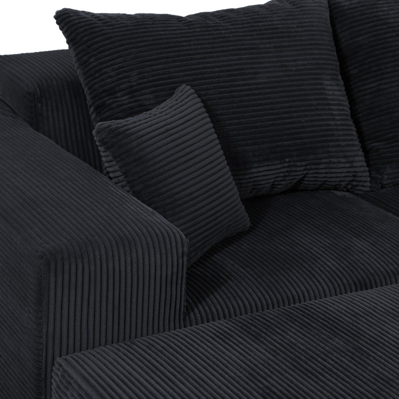 Canapé modulaire en velours côtelé Clementino, Noir