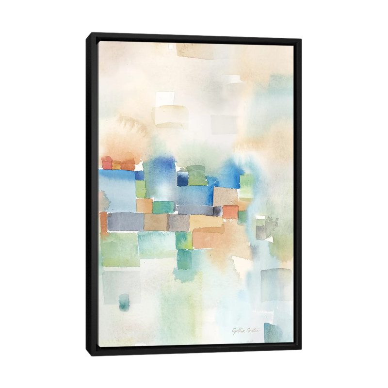 « bleu », reproduction d’art abstraite iii sur toile, H 26 po x l 18 po x P 1,5 po, Toile avec cadre noir, Pas de tapis