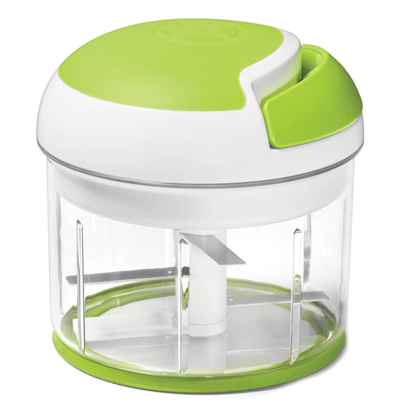 Green and White Manual Pull Food Chopper with 3 Blades