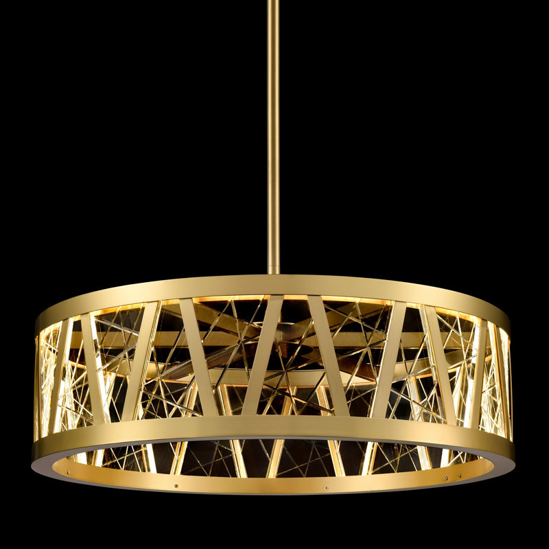 Lustre tambour à 2 lumières DEL à intensité variable Lucus, Laiton vieilli