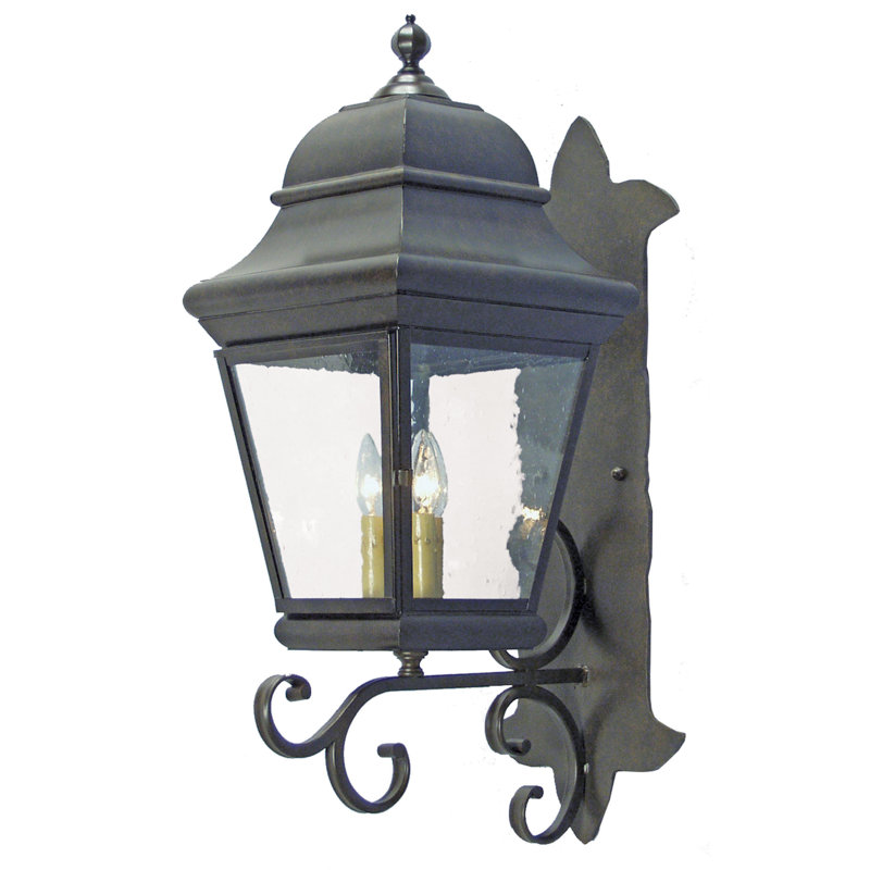 Lanterne murale d'extérieur 3 lumières Cicero, Rouille antique, Lapis bleu