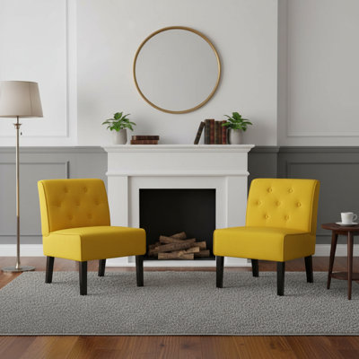 Fauteuil d'appoint 2 pièces à dossier boutonné