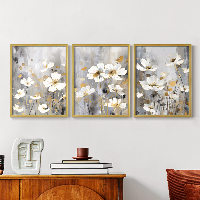 Étude florale Cxxxvi -Set de 3 estampes giclées encadrées -Prêt à