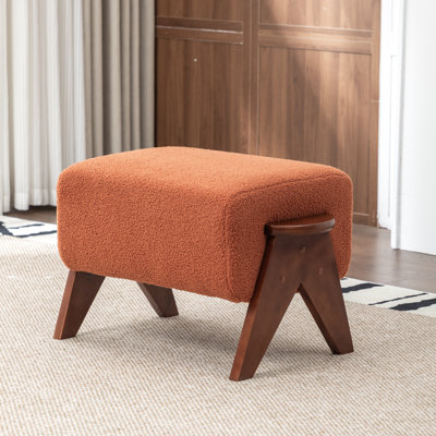 Bryonie Upholstered Ottoman With Solid Wood Leg