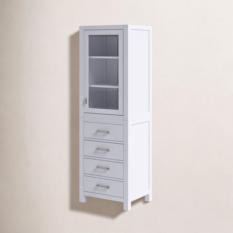 Keira Freestanding Wood Linen Cabinet, White